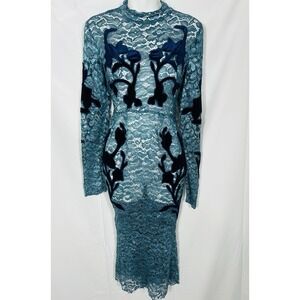 Hope & Ivy Lace Overlay Midi‎ Dress Velvet Burnout Witchy Victorian Size 14